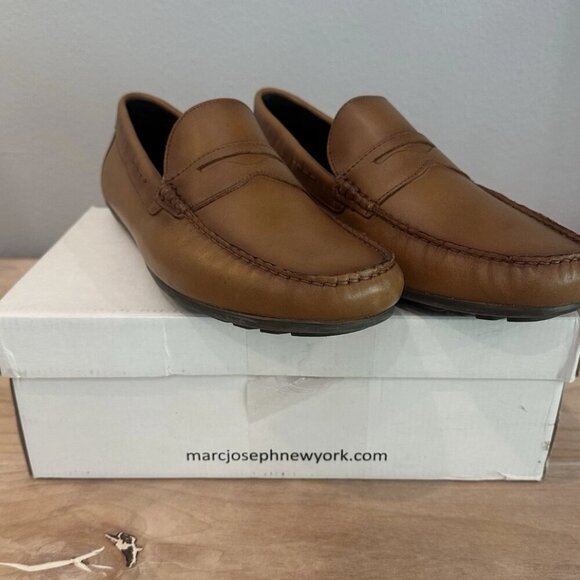 Marc Joseph New York Mens 11 Genuine Leather Slip on Brown Nebraska Napa Loafers - Picture 1 of 7